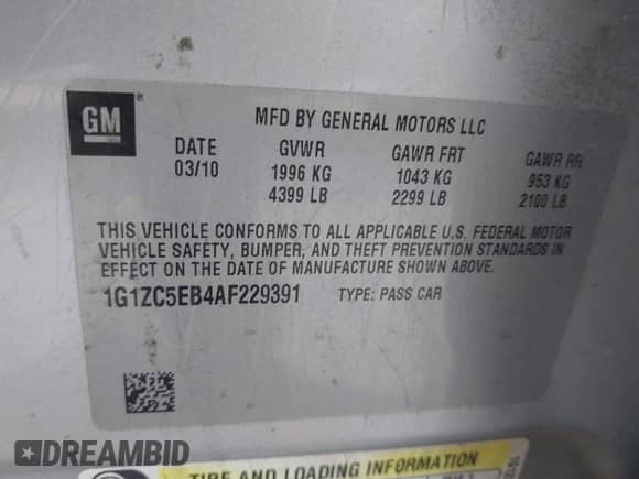 2010 Chevrolet Malibu 1LT с VIN 1G1ZC5EB4AF229391, выставлен на аукционе IAAI как лот 43264556 с пробегом 172 656 миль миль и . История ставок и продаж доступна на DreamBid. Изображение 9.