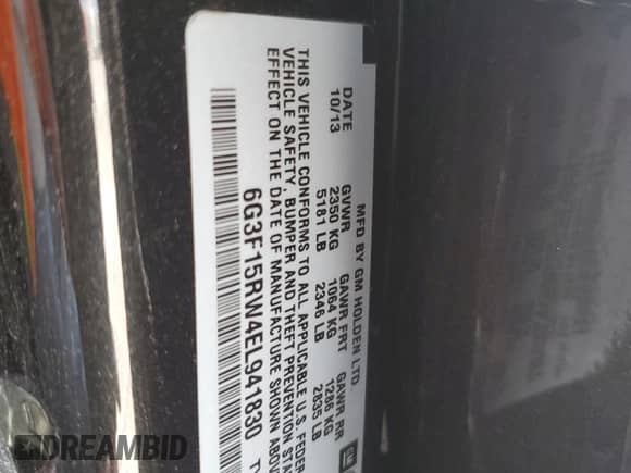 2014 Chevrolet SS с VIN 6G3F15RW4EL941830, выставлен на аукционе Copart как лот 68732785 с пробегом 83 500 миль миль и Списание • Salvage title. История ставок и продаж доступна на DreamBid. Изображение 13.