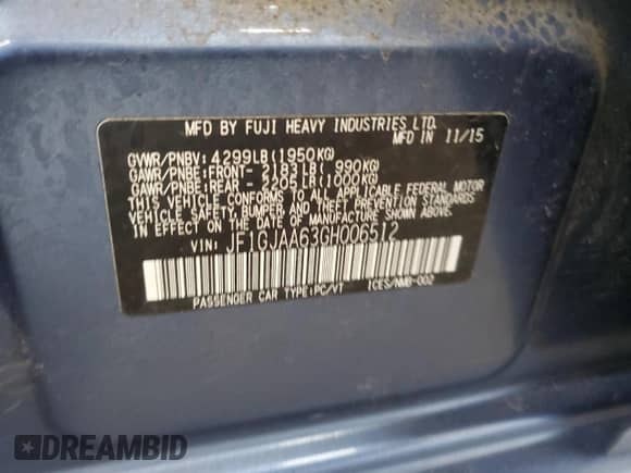 2016 Subaru Impreza z VIN JF1GJAA63GH006512, wystawiony jako Copart lot #81631365 z przebiegiem 110 946 mil mil oraz Szkoda całkowita • Salvage title. Historia ofert i sprzedaży dostępna na DreamBid. Obrazek 12.