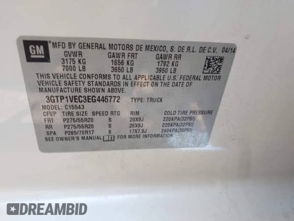 2014 GMC Sierra 1500 SLT с VIN 3GTP1VEC3EG446772, выставлен на аукционе IAAI как лот 42658789 с пробегом 157 114 миль миль и . История ставок и продаж доступна на DreamBid. Изображение 9.