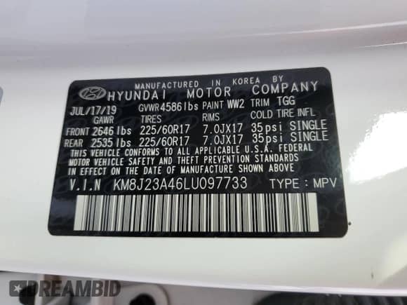 2020 Hyundai Tucson SE с VIN KM8J23A46LU097733, выставлен на аукционе Copart как лот 80528375 с пробегом 98 719 миль миль и Списание • Salvage title. История ставок и продаж доступна на DreamBid. Изображение 14.