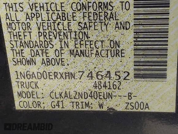 2017 Nissan Frontier SV with VIN 1N6AD0ERXHN746452, listed as a IAAI auction lot 43125142 with 148,371 mi miles and . Bid and sale history available at DreamBid. Image 9.
