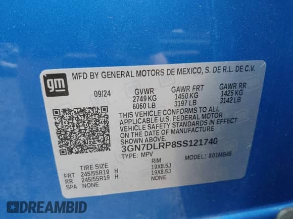 2025 Chevrolet Equinox EV LT с VIN 3GN7DLRP8SS121740, выставлен на аукционе IAAI как лот 42403403 с пробегом 13 646 миль миль и . История ставок и продаж доступна на DreamBid. Изображение 9.