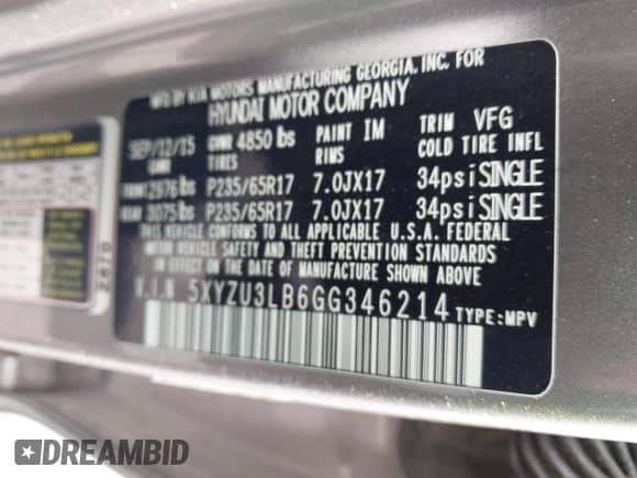 2016 Hyundai Santa Fe с VIN 5XYZU3LB6GG346214, выставлен на аукционе IAAI как лот 43059778 с пробегом 167 096 миль миль и . История ставок и продаж доступна на DreamBid. Изображение 9.