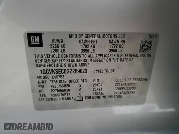 2016 Chevrolet Silverado 1500 LTZ with VIN 1GCVKSEC0GZ269023, listed as a Copart auction lot 71847625 with 70,327 mi miles and Salvage title. Bid and sale history available at DreamBid. Image 13.