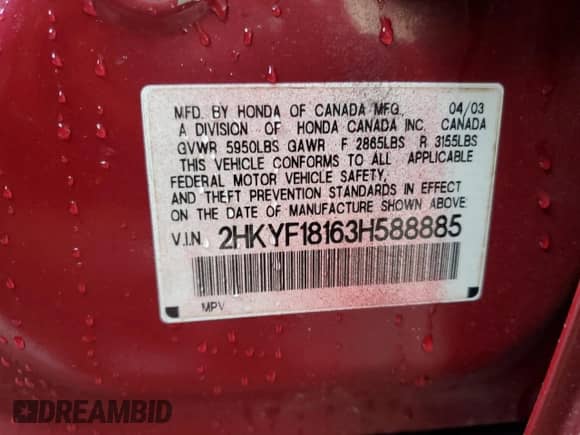 2003 Honda Pilot LX с VIN 2HKYF18163H588885, выставлен на аукционе Copart как лот 50256955 с пробегом 266 883 миль миль и Списание • Salvage title. История ставок и продаж доступна на DreamBid. Изображение 13.