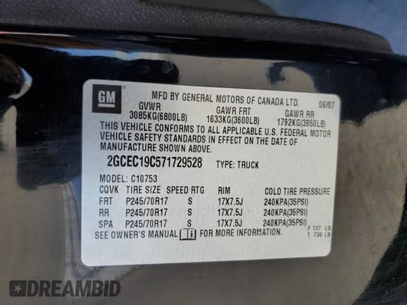 2007 Chevrolet Silverado 1500 1LT с VIN 2GCEC19C571729528, выставлен на аукционе Copart как лот 85708775 с пробегом Не указан миль и Списание • Salvage title. История ставок и продаж доступна на DreamBid. Изображение 12.