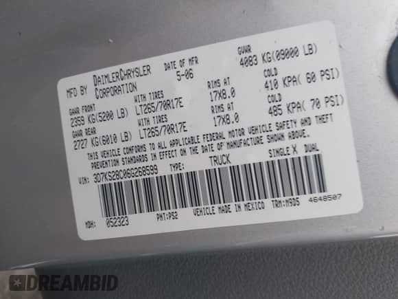 2006 Dodge 2500 SLT с VIN 3D7KS28C06G268599, выставлен на аукционе IAAI как лот 42624372 с пробегом 112 620 миль миль и . История ставок и продаж доступна на DreamBid. Изображение 9.