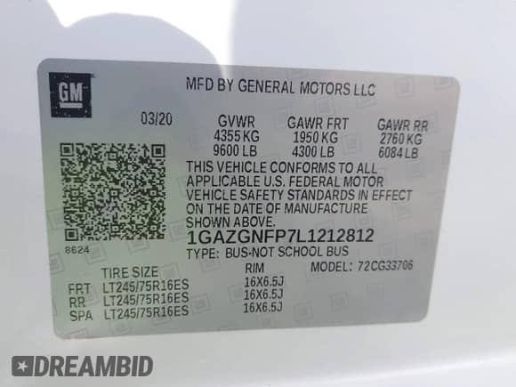 2020 Chevrolet Express Passenger LS с VIN 1GAZGNFP7L1212812, выставлен на аукционе IAAI как лот 43234983 с пробегом 61 317 миль миль и . История ставок и продаж доступна на DreamBid. Изображение 9.