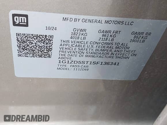 2025 Chevrolet Malibu LT с VIN 1G1ZD5ST1SF136341, выставлен на аукционе IAAI как лот 43280030 с пробегом 23 863 миль миль и . История ставок и продаж доступна на DreamBid. Изображение 9.