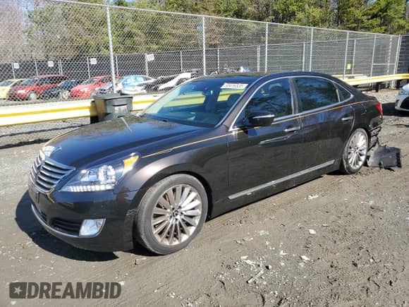 2014 Hyundai Equus Signature z VIN KMHGH4JH9EU083832, wystawiony jako Copart lot #50416535 z przebiegiem 92 508 mil mil oraz Szkoda całkowita • Salvage title. Historia ofert i sprzedaży dostępna na DreamBid. Obrazek 1.