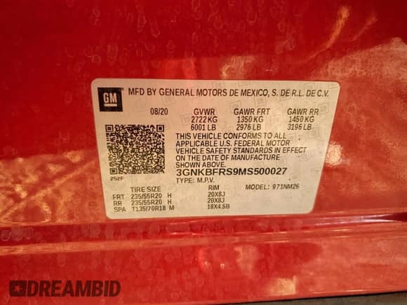 2021 Chevrolet Blazer Premier with VIN 3GNKBFRS9MS500027, listed as a Copart auction lot 80364905 with 29,614 mi miles and Salvage title. Bid and sale history available at DreamBid. Image 12.