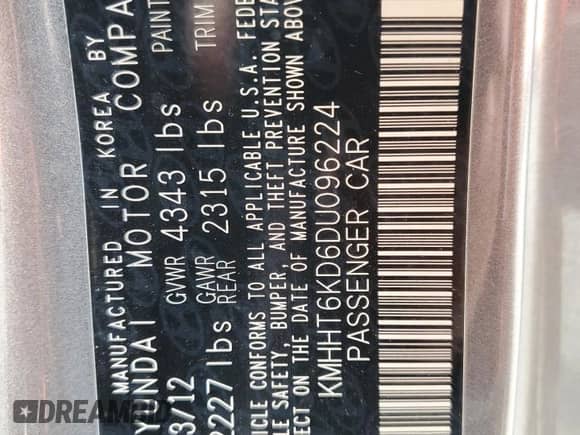 2013 Hyundai Genesis Coupe Premium z VIN KMHHT6KD6DU096224, wystawiony jako Copart lot #60105715 z przebiegiem 53 493 mil mil oraz Szkoda całkowita • Salvage title. Historia ofert i sprzedaży dostępna na DreamBid. Obrazek 12.