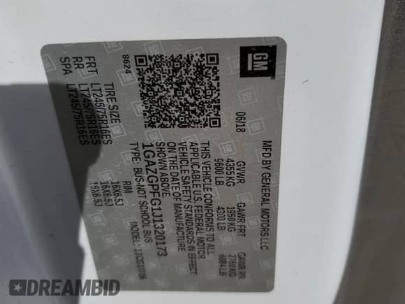2018 Chevrolet Express Passenger LT z VIN 1GAZGPFG1J1320173, wystawiony jako Copart lot #45585895 z przebiegiem 202 040 mil mil oraz Szkoda całkowita • Salvage title. Historia ofert i sprzedaży dostępna na DreamBid. Obrazek 13.