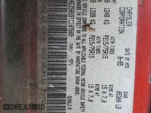 1996 Jeep Grand Cherokee с VIN 1J4EZ58S9TC107589, выставлен на аукционе Copart как лот 42750895 с пробегом 271 300 миль миль и Списание • Salvage title. История ставок и продаж доступна на DreamBid. Изображение 12.