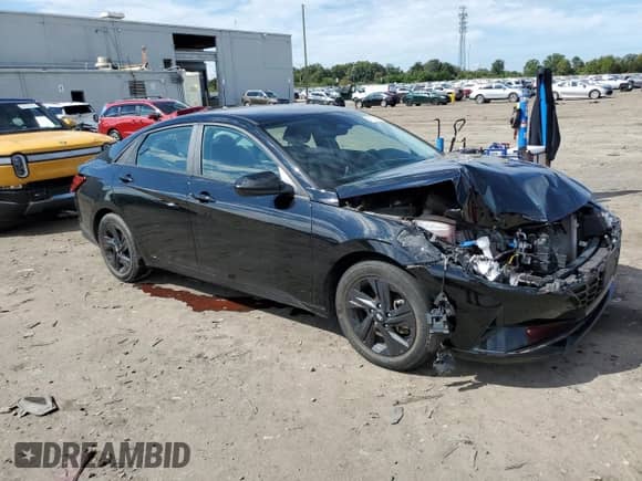 2021 Hyundai Elantra Blue with VIN KMHLM4AJ7MU012561, listed as a Copart auction lot 81810665 with 45,275 mi miles and Salvage title. Bid and sale history available at DreamBid. Image 4.