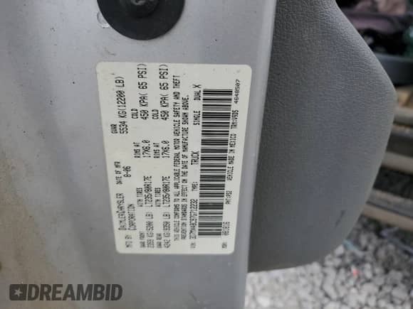 2007 Dodge 3500 SLT with VIN 3D7MX48C97G712232, listed as a Copart auction lot 67154374 with Not provided miles and Non repairable. Bid and sale history available at DreamBid. Image 14.