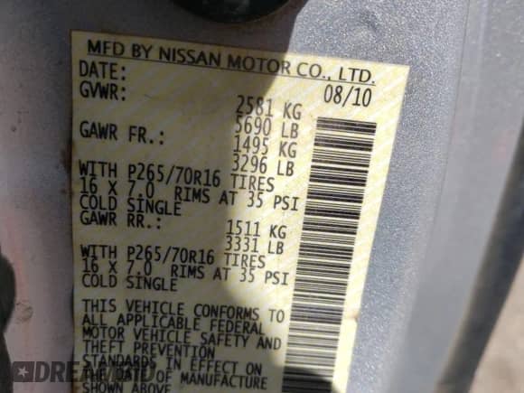 2011 Nissan Frontier SV with VIN 1N6AD0CW1BC400060, listed as a Copart auction lot 64085835 with 186,039 mi miles and Salvage title. Bid and sale history available at DreamBid. Image 12.
