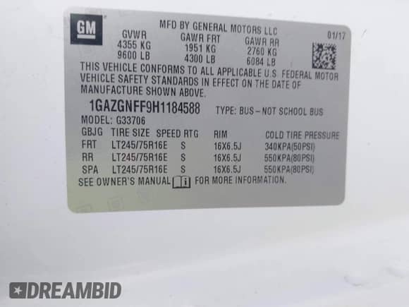 2017 Chevrolet Express Passenger LS с VIN 1GAZGNFF9H1184588, выставлен на аукционе IAAI как лот 42600170 с пробегом 430 992 миль миль и . История ставок и продаж доступна на DreamBid. Изображение 9.