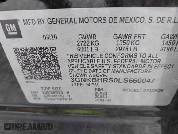 2020 Chevrolet Blazer LT z VIN 3GNKBHRS0LS660047, wystawiony jako IAAI lot #42387861 z przebiegiem 53 563 mil mil oraz . Historia ofert i sprzedaży dostępna na DreamBid. Obrazek 9.