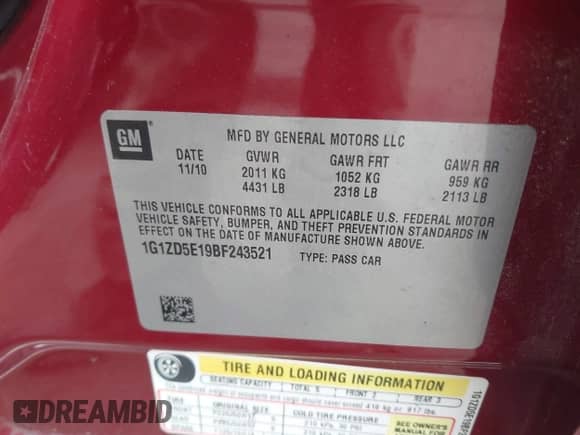 2011 Chevrolet Malibu 2LT с VIN 1G1ZD5E19BF243521, выставлен на аукционе IAAI как лот 43549648 с пробегом 178 829 миль миль и . История ставок и продаж доступна на DreamBid. Изображение 9.