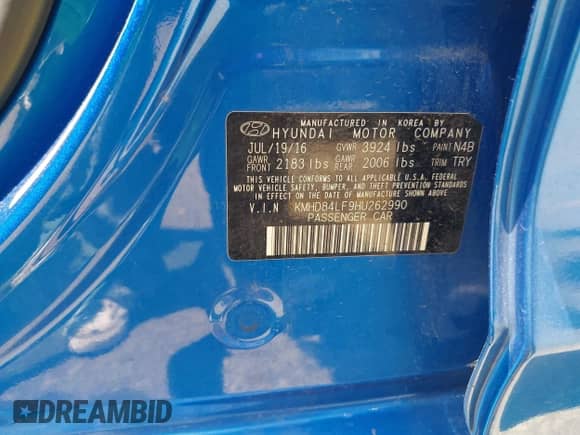 2017 Hyundai Elantra SE z VIN KMHD84LF9HU262990, wystawiony jako IAAI lot #42743592 z przebiegiem 201 194 mil mil oraz . Historia ofert i sprzedaży dostępna na DreamBid. Obrazek 9.