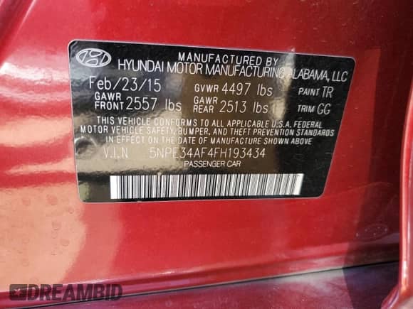 2015 Hyundai Sonata Sport с VIN 5NPE34AF4FH193434, выставлен на аукционе Copart как лот 68929864 с пробегом 132 399 миль миль и Списание • Salvage title. История ставок и продаж доступна на DreamBid. Изображение 12.