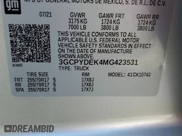 2021 Chevrolet Silverado 1500 LT с VIN 3GCPYDEK4MG423531, выставлен на аукционе Copart как лот 53150525 с пробегом 52 005 миль миль и Списание • Salvage title. История ставок и продаж доступна на DreamBid. Изображение 12.