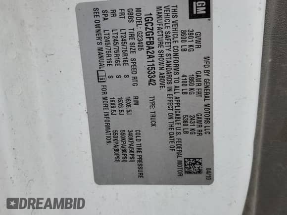 2010 Chevrolet Express Cargo z VIN 1GCZGFBA2A1153342, wystawiony jako Copart lot #60746385 z przebiegiem 142 770 mil mil oraz Czysty tytuł • Clean title. Historia ofert i sprzedaży dostępna na DreamBid. Obrazek 13.