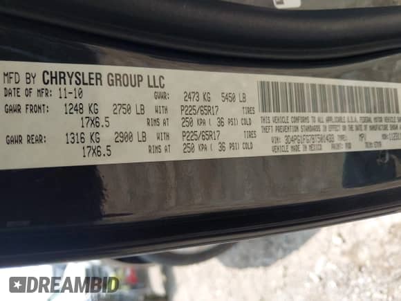 2011 Dodge Journey Mainstreet with VIN 3D4PG1FG7BT501433, listed as a IAAI auction lot 42469334 with 129,001 mi miles and . Bid and sale history available at DreamBid. Image 9.