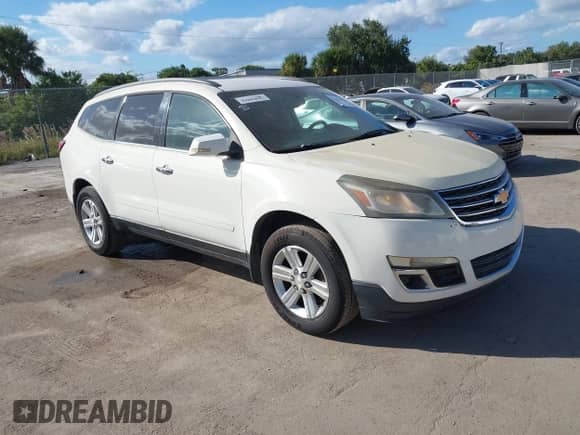 2014 Chevrolet Traverse LT with VIN 1GNKRGKD1EJ342508, listed as a IAAI auction lot 43434525 with 169,068 mi miles and . Bid and sale history available at DreamBid. Image 1.