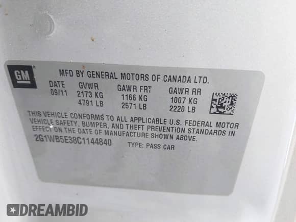 2012 Chevrolet Impala LT Retail с VIN 2G1WB5E38C1144840, выставлен на аукционе IAAI как лот 43470617 с пробегом 138 822 миль миль и . История ставок и продаж доступна на DreamBid. Изображение 9.