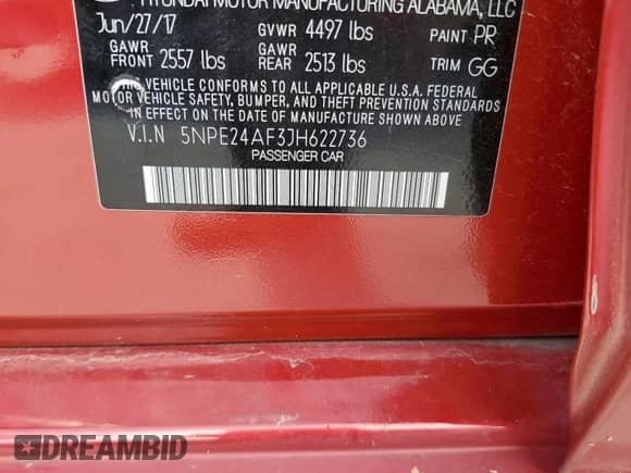 2018 Hyundai Sonata SE with VIN 5NPE24AF3JH622736, listed as a Copart auction lot 84886385 with 86,596 mi miles and Clean title. Bid and sale history available at DreamBid. Image 12.