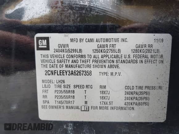 2010 Chevrolet Equinox 1LT с VIN 2CNFLEEY3A6267358, выставлен на аукционе IAAI как лот 42913016 с пробегом 178 859 миль миль и . История ставок и продаж доступна на DreamBid. Изображение 9.