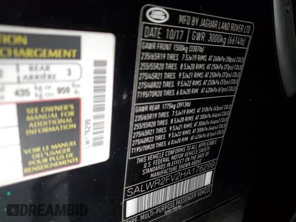 2017 Land Rover Range Rover Sport HSE с VIN SALWR2FV2HA176299, выставлен на аукционе Copart как лот 84903975 с пробегом 181 458 миль миль и Чистый • Clean title. История ставок и продаж доступна на DreamBid. Изображение 13.