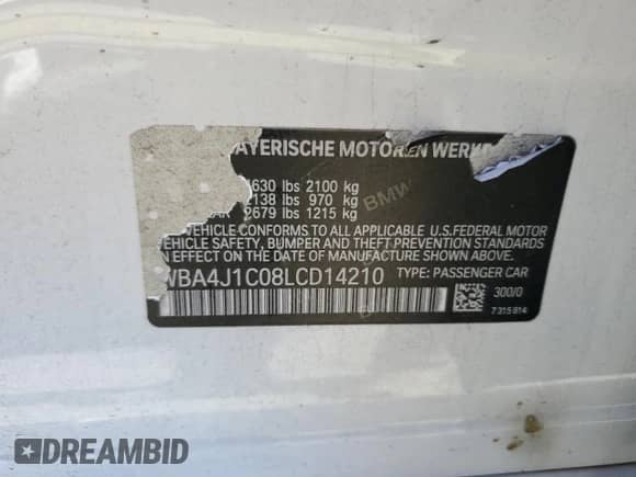 2020 BMW 4 Series 430i с VIN WBA4J1C08LCD14210, выставлен на аукционе Copart как лот 86877925 с пробегом 81 107 миль миль и Списание • Salvage title. История ставок и продаж доступна на DreamBid. Изображение 13.