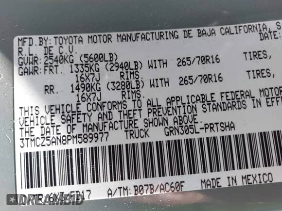 2023 Toyota Tacoma SR5 z VIN 3TMCZ5AN8PM589977, wystawiony jako IAAI lot #43145534 z przebiegiem Nie podano mil oraz . Historia ofert i sprzedaży dostępna na DreamBid. Obrazek 9.