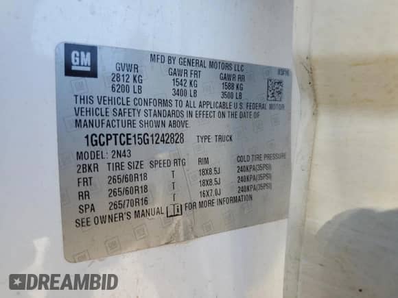 2016 Chevrolet Colorado 4WD LT с VIN 1GCPTCE15G1242828, выставлен на аукционе Copart как лот 47323505 с пробегом 186 274 миль миль и Списание • Salvage title. История ставок и продаж доступна на DreamBid. Изображение 12.