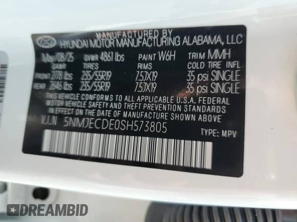 2025 Hyundai Tucson Limited z VIN 5NMJECDE0SH573805, wystawiony jako Copart lot #70951425 z przebiegiem 1 246 mil mil oraz Szkoda całkowita • Salvage title. Historia ofert i sprzedaży dostępna na DreamBid. Obrazek 13.