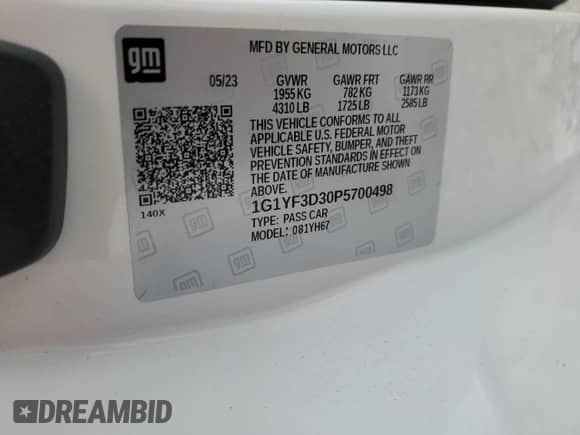 2023 Chevrolet Corvette 3LZ с VIN 1G1YF3D30P5700498, выставлен на аукционе Copart как лот 68145335 с пробегом 3 647 миль миль и Списание • Salvage title. История ставок и продаж доступна на DreamBid. Изображение 13.