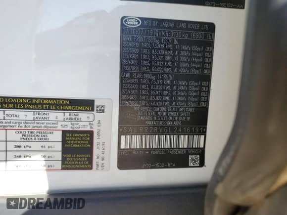 2020 Land Rover Discovery HSE z VIN SALRR2RV6L2416191, wystawiony jako Copart lot #86483924 z przebiegiem 50 242 mil mil oraz Szkoda całkowita • Salvage title. Historia ofert i sprzedaży dostępna na DreamBid. Obrazek 15.