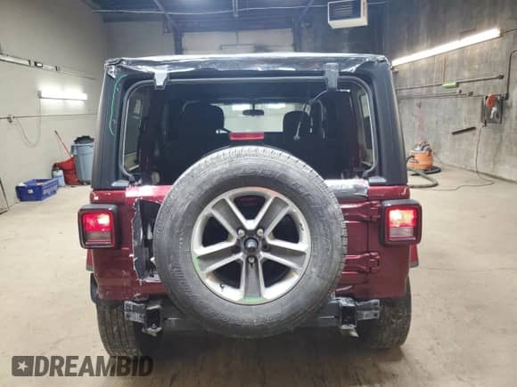 2021 Jeep Wrangler Unlimited Sahara with VIN 1C4HJXEGXMW758252, listed as a Copart auction lot 50489015 with 38,388 mi miles and Salvage title. Bid and sale history available at DreamBid. Image 6.