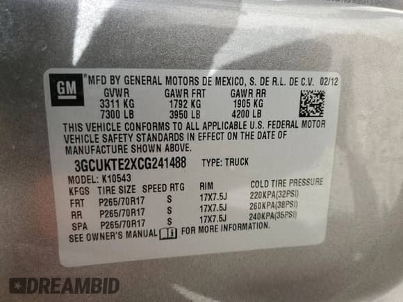 2012 Chevrolet Silverado 1500 LTZ z VIN 3GCUKTE2XCG241488, wystawiony jako Copart lot #49851915 z przebiegiem 121 654 mil mil oraz Szkoda całkowita • Salvage title. Historia ofert i sprzedaży dostępna na DreamBid. Obrazek 13.
