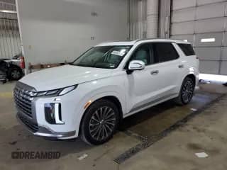 2025 Hyundai Palisade Calligraphy с VIN KM8R7DGE8SU853877, выставлен на аукционе Copart как лот 64552515 с пробегом 7 632 миль миль и Списание • Salvage title. История ставок и продаж доступна на DreamBid. Изображение 1.