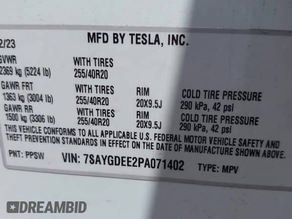 2023 Tesla Model Y Long Range с VIN 7SAYGDEE2PA071402, выставлен на аукционе IAAI как лот 42729170 с пробегом 31 865 миль миль и . История ставок и продаж доступна на DreamBid. Изображение 9.
