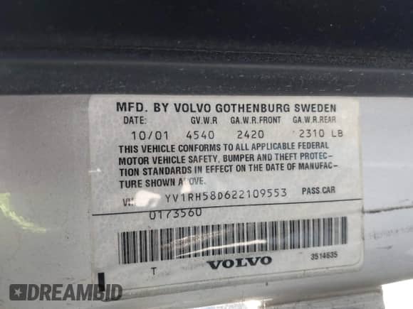 2002 Volvo S60 с VIN YV1RH58D622109553, выставлен на аукционе IAAI как лот 43141011 с пробегом 227 403 миль миль и . История ставок и продаж доступна на DreamBid. Изображение 9.