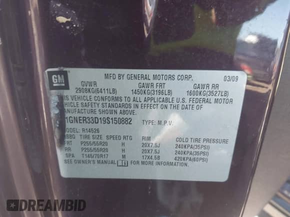 2009 Chevrolet Traverse LTZ z VIN 1GNER33D19S150882, wystawiony jako IAAI lot #41803912 z przebiegiem 156 229 mil mil oraz . Historia ofert i sprzedaży dostępna na DreamBid. Obrazek 9.