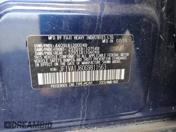 2016 Subaru WRX Limited with VIN JF1VA1J60G9811563, listed as a Copart auction lot 81965805 with 109,465 mi miles and Clean title. Bid and sale history available at DreamBid. Image 12.