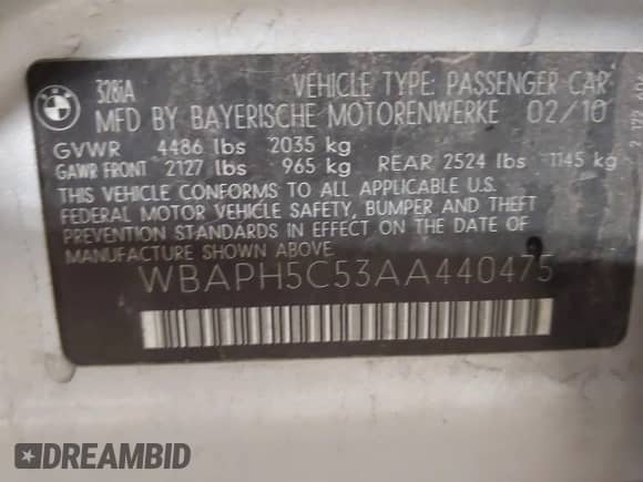 2010 BMW 3 Series 328i с VIN WBAPH5C53AA440475, выставлен на аукционе IAAI как лот 41888294 с пробегом 117 002 миль миль и . История ставок и продаж доступна на DreamBid. Изображение 9.