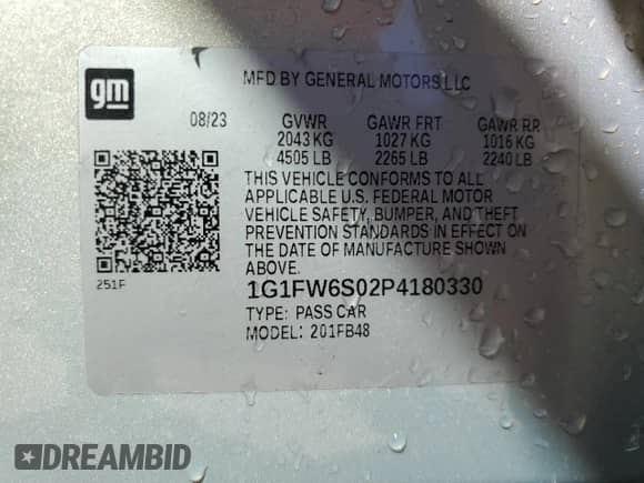 2023 Chevrolet Bolt EV 1LT с VIN 1G1FW6S02P4180330, выставлен на аукционе Copart как лот 84536095 с пробегом 38 415 миль миль и Чистый • Clean title. История ставок и продаж доступна на DreamBid. Изображение 12.